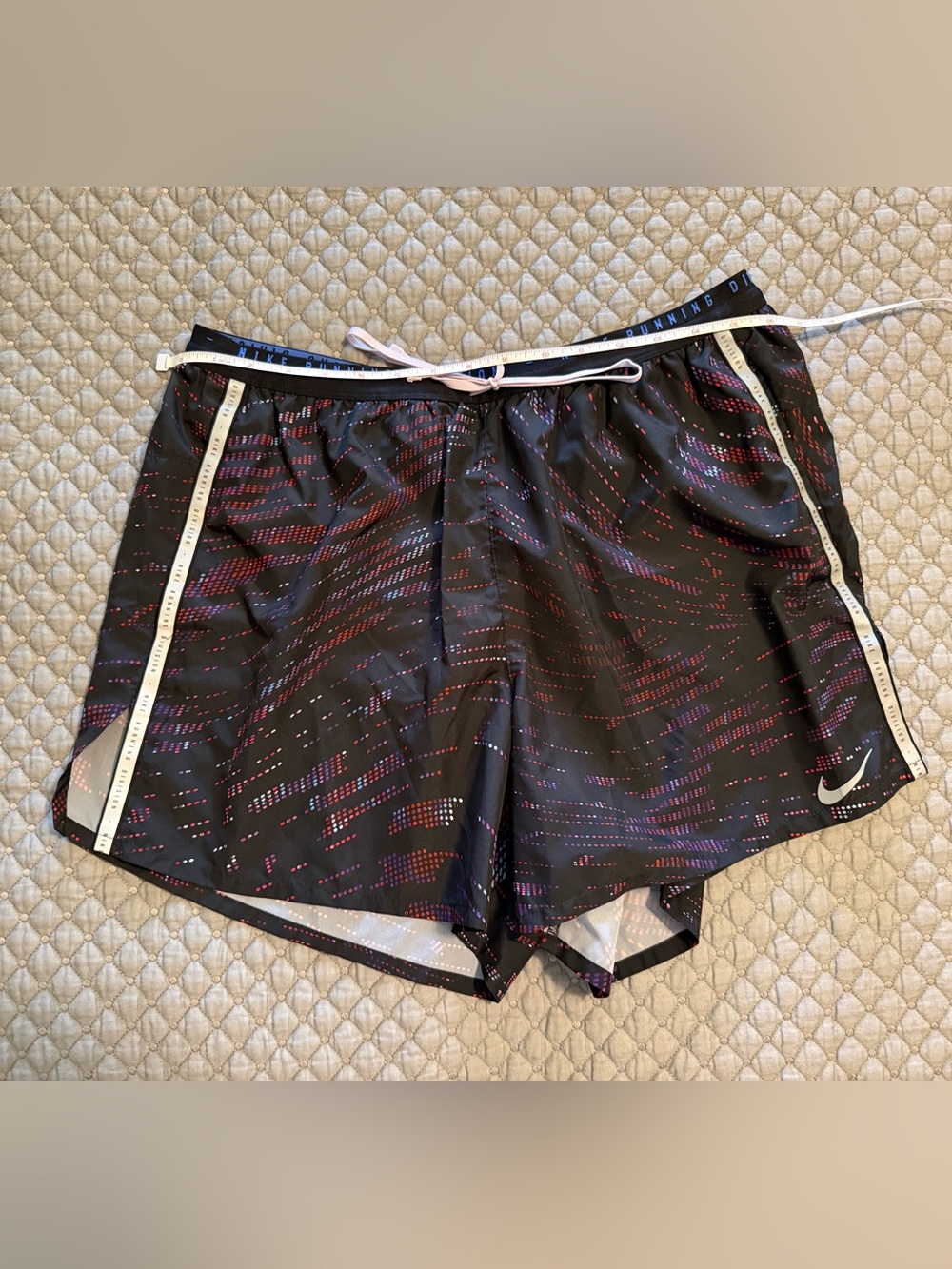 Nike Black Dri-Fit Athletic Shorts with Pink and Purple Accents